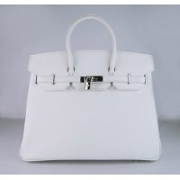Hermes Birkin 35Cm Togo Leather Handbags White Silver